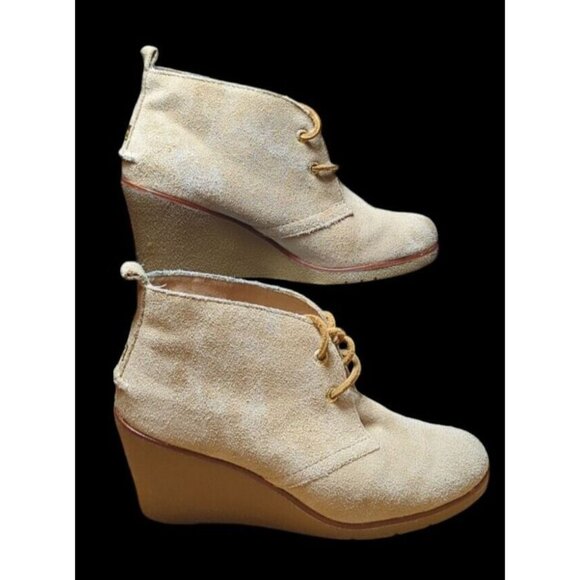 Sperry Womens Tan sz 7M Harlow Wedge Ankle Boot Winter Top Sider Suede Lace Up - Picture 3 of 12